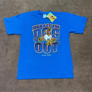 BRAND NEW SCOOBY DOO “WHO LET THE DOG OUT” VINTAGE SHORT SLEEVE BLUE shirt